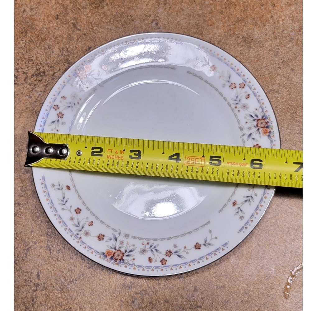 Claremont Sone Fine Porcelain China Plate Floral Blue Orange Trim 7 Inch